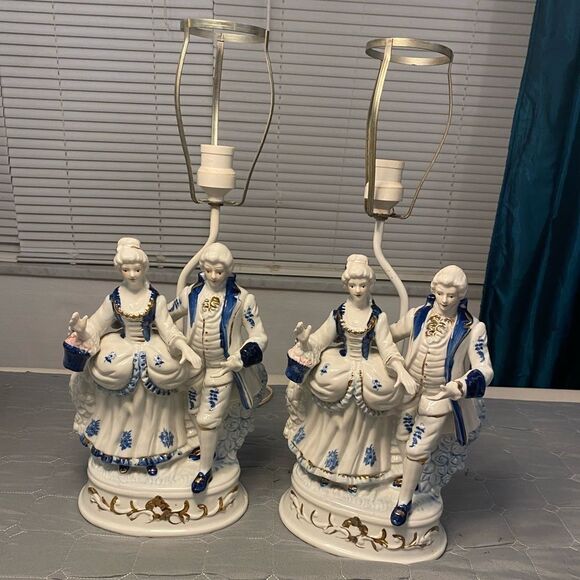 Vintage capodimonte table lamps ( pair), from 1950 - Picture 1 of 8